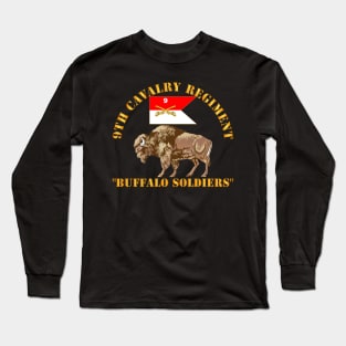 9th Cavalry Regiment - Buffalor Soldiers w 9th Cav Guidon Long Sleeve T-Shirt